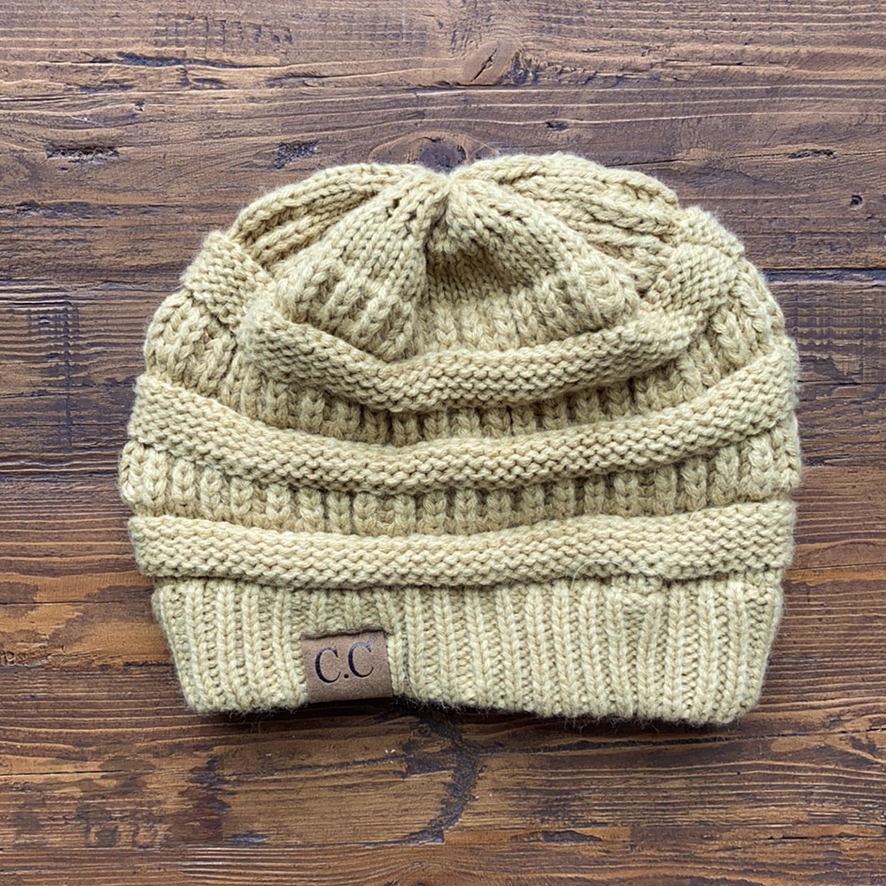 CC Knit Winter Hat- Golden Camel